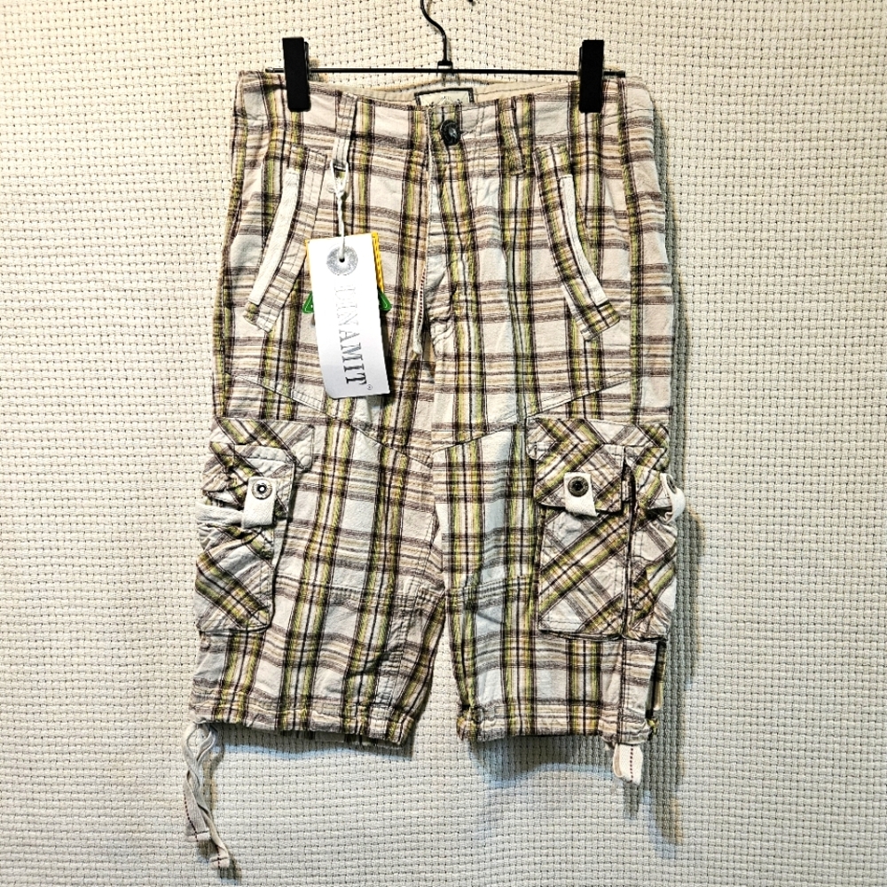 NWT Point Zero Men's Plaid Cargo Shorts with Pockets